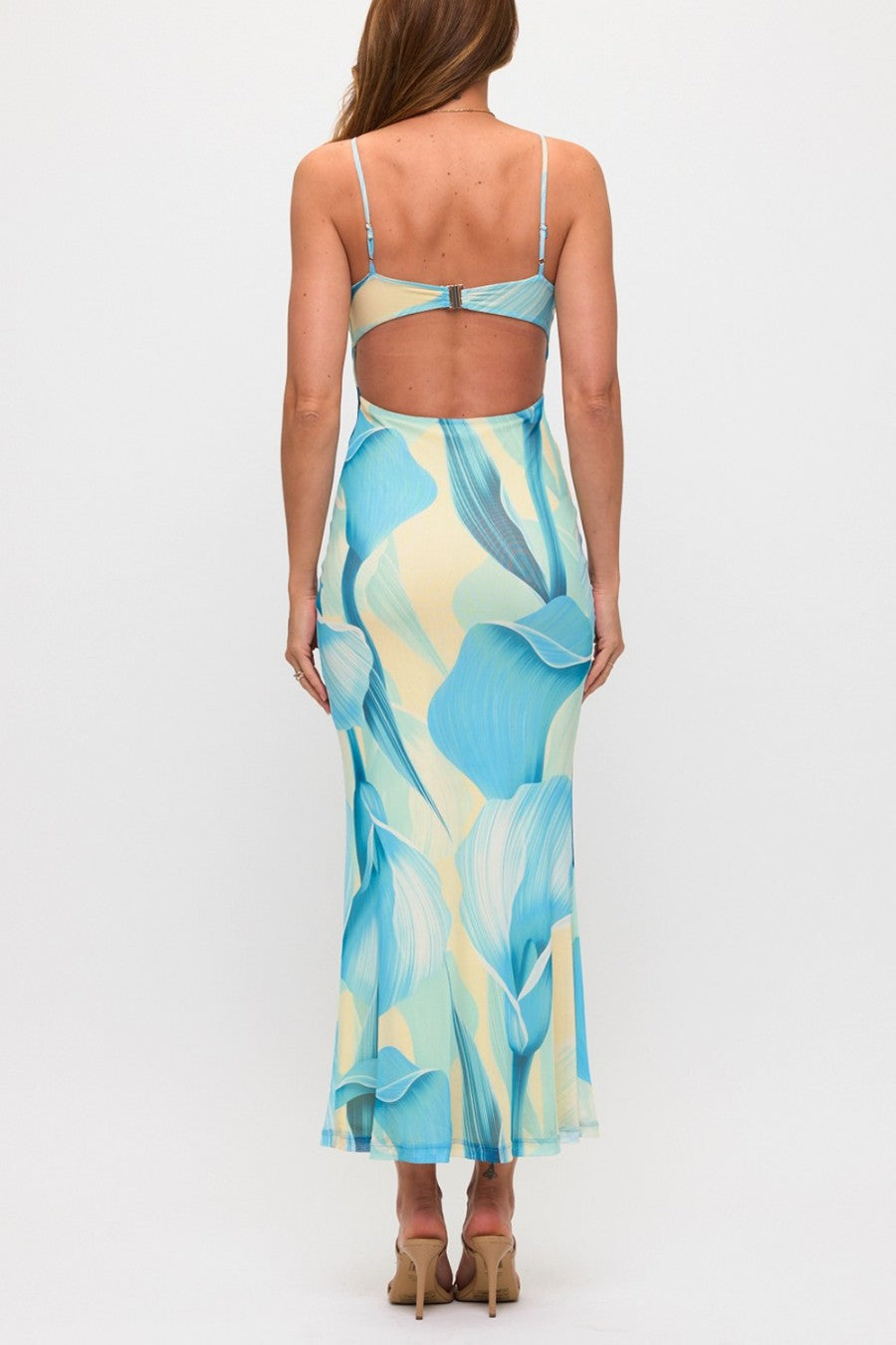 Waterfall Mesh Maxi Dress