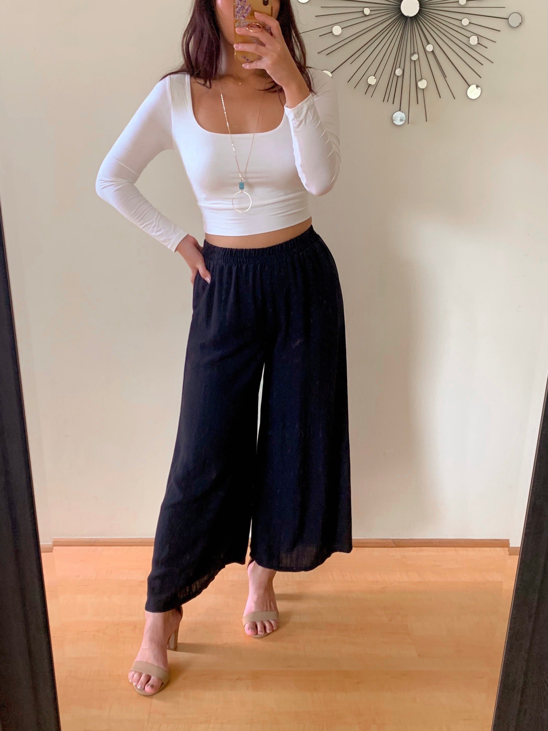 Elastic Cropped Pants