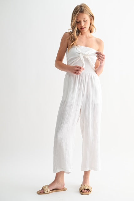 Gauze Tie Bodice Jumpsuit
