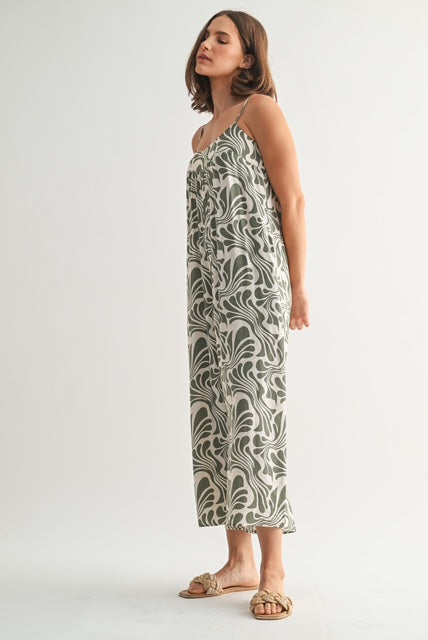 Geo Print Loose Fit Jumpsuit