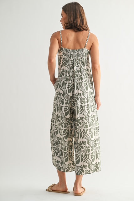 Geo Print Loose Fit Jumpsuit