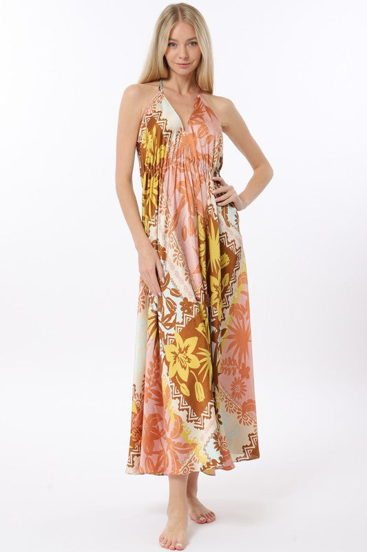 Halter Flowy Midi Dress