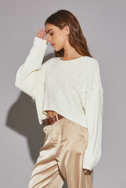 L/S Cropped Knit Sweater (4 colors)