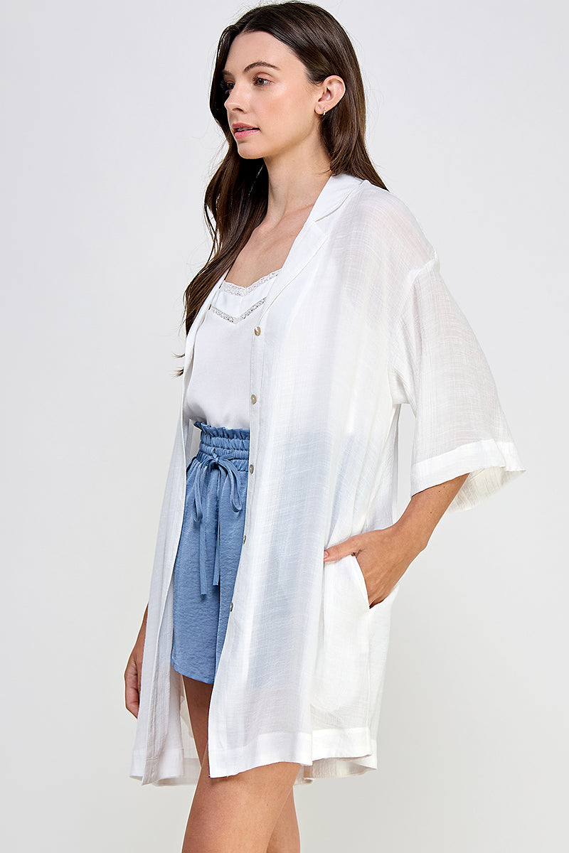 Notch Collar Button Up Shirt