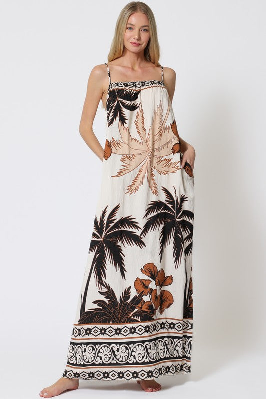 Palm Print Maxi Dress