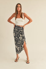 Side Ruche Midi Skirt (2 COLORS)