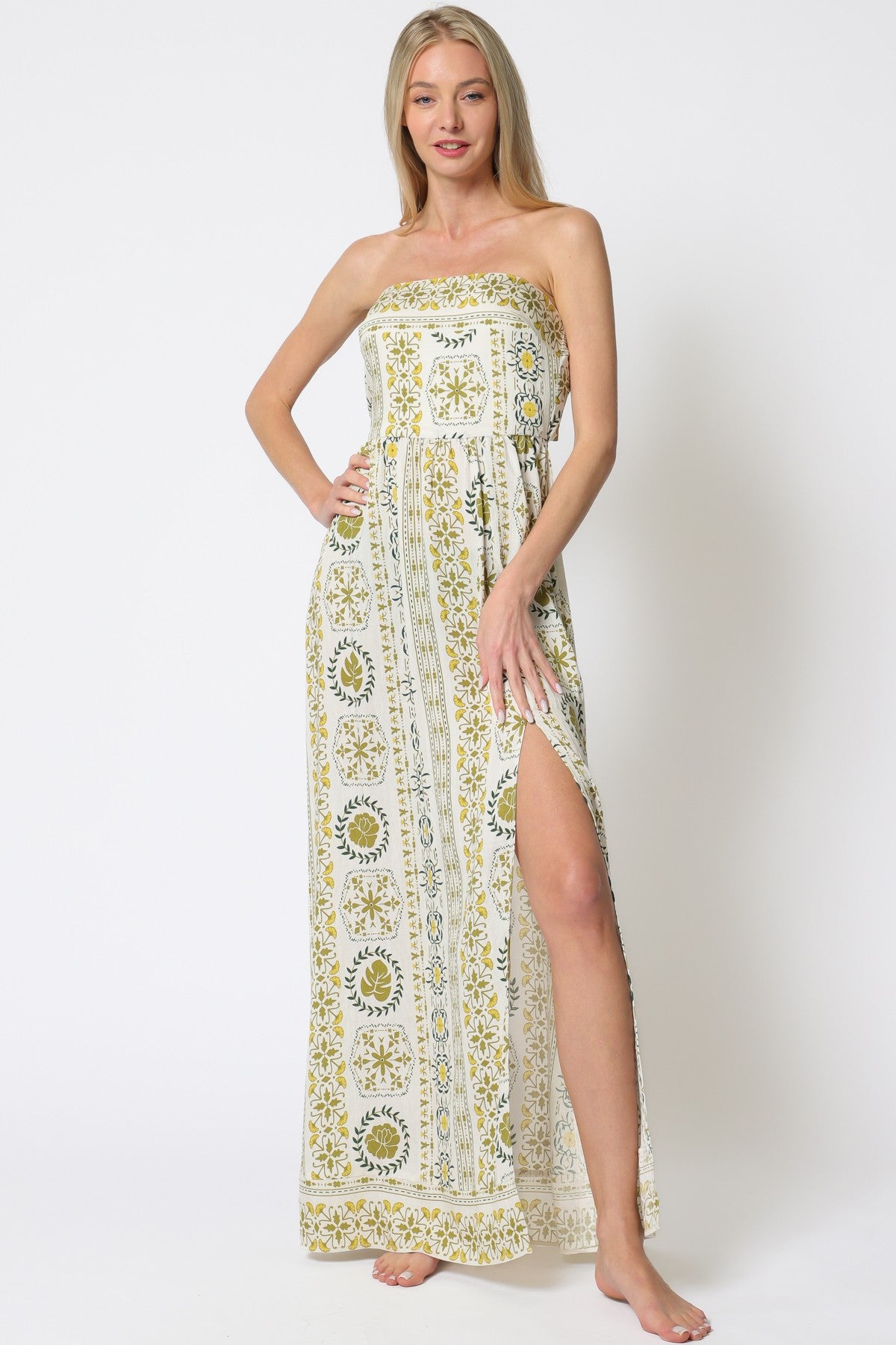 Strapless Tie Back Maxi Dress