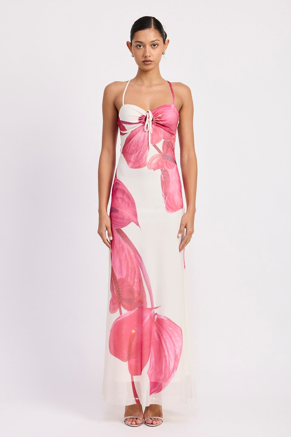 Floral Mesh Maxi Dress