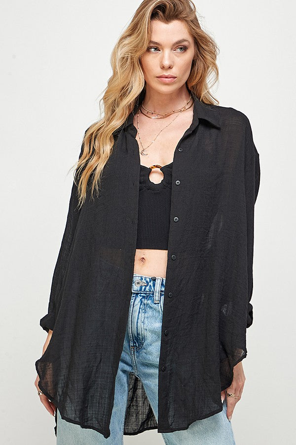 Oversized Button Up Top (4 COLORS)
