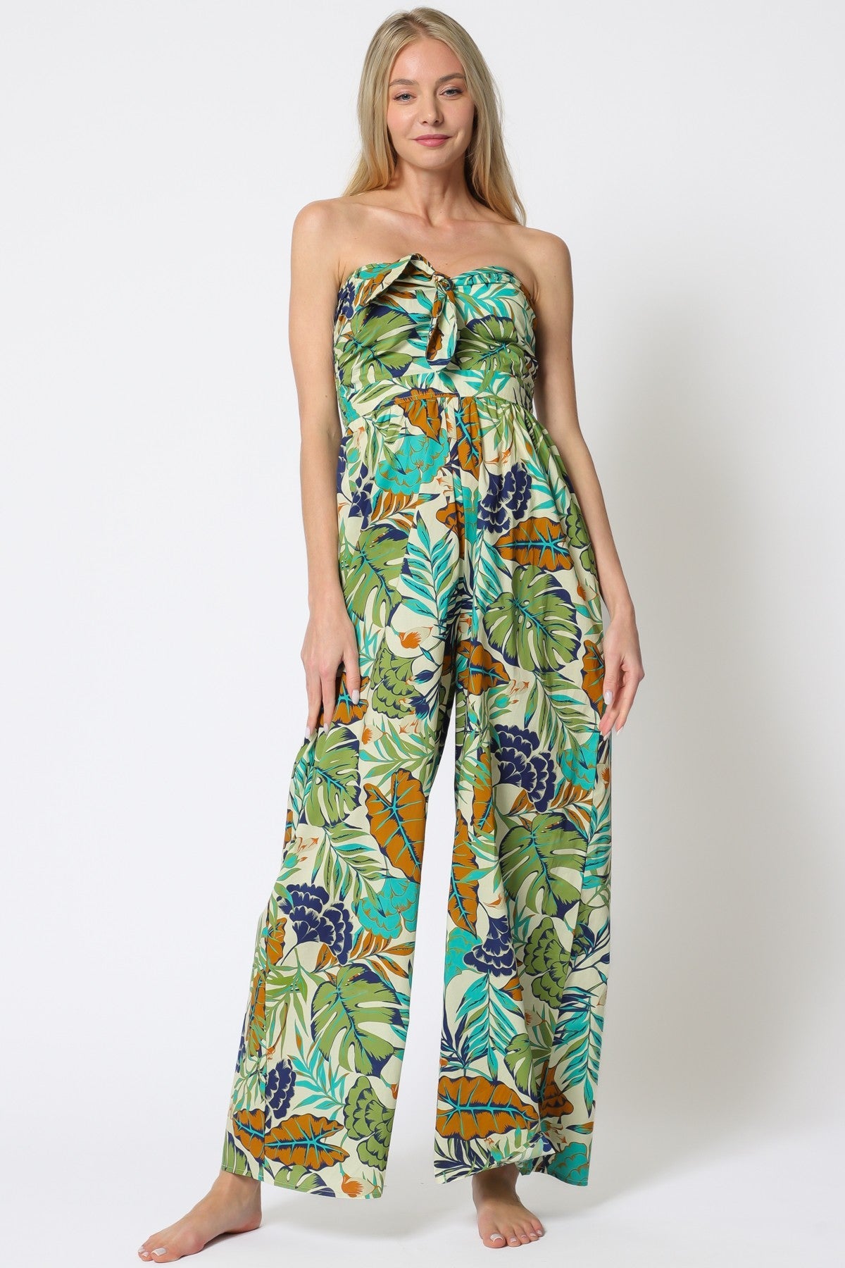 Monstera Tube Tie Front Jumpsuit