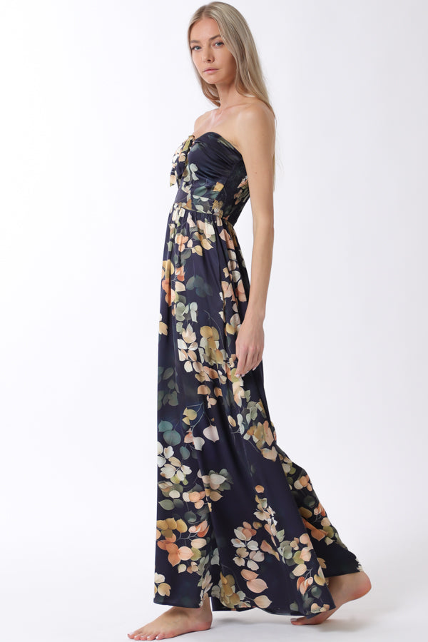 Tie Front Strapless Jumpsuit