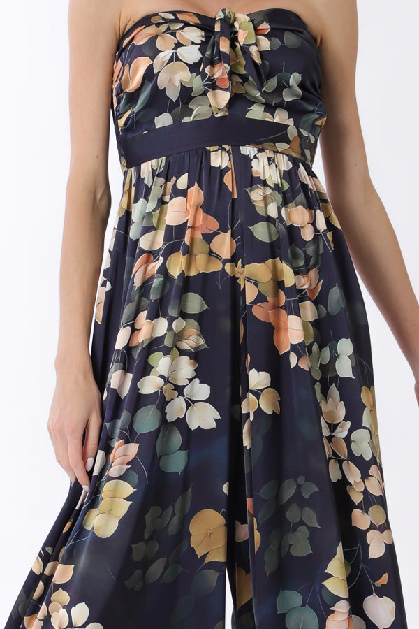 Tie Front Strapless Jumpsuit