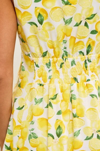 Lemon V-Neck Mini Dress