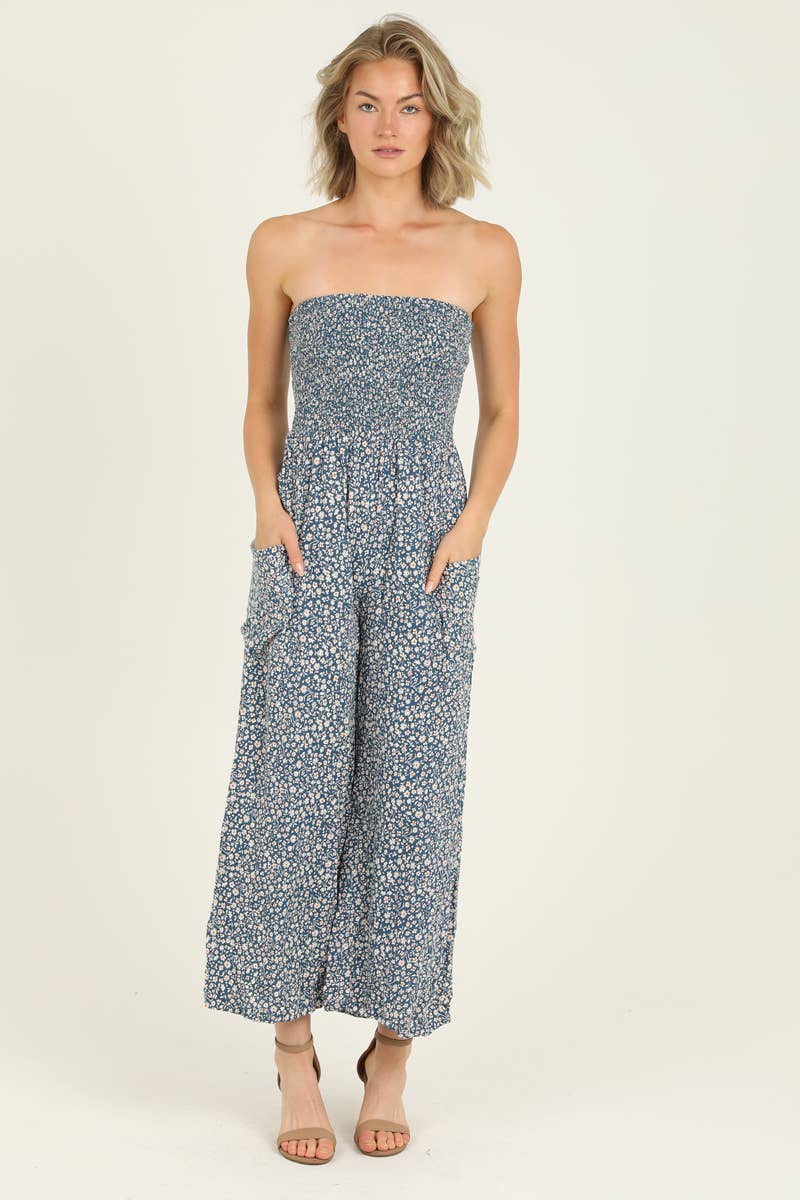 Ditsy Floral Smock Jumpsuit