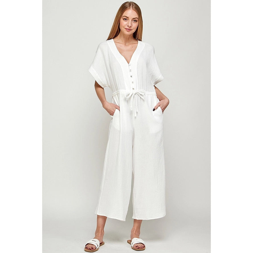 Gauze Tie Waist Jumpsuit