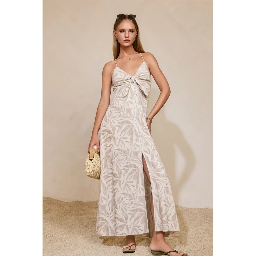 Driftwood Dreams Tie Front Maxi Dress