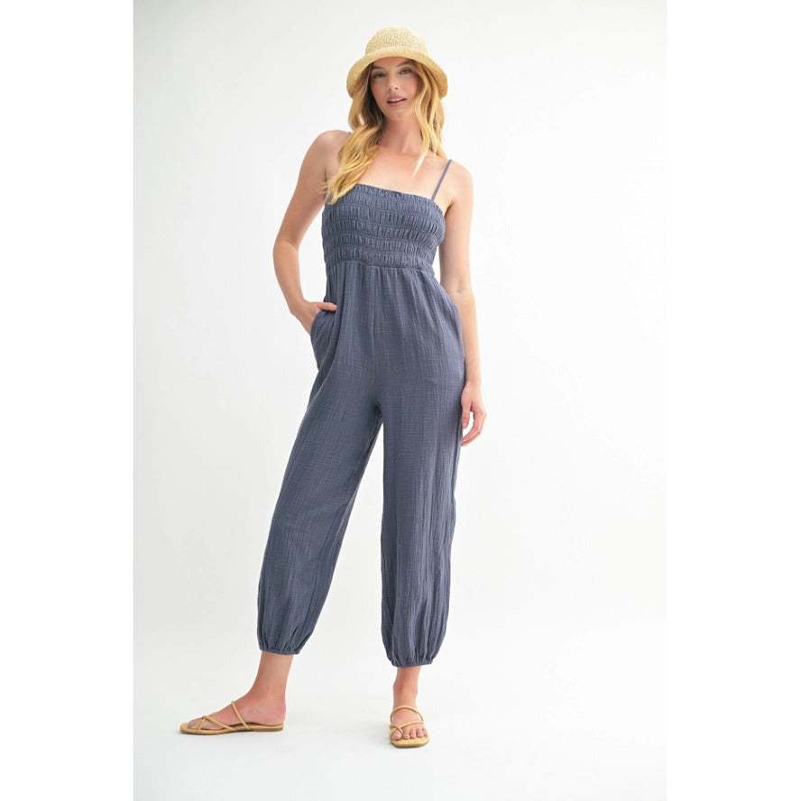 Gauze Smocked Jogger Jumpsuit