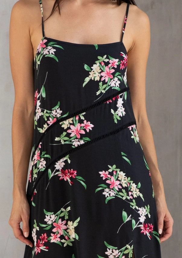 Floral Trim Midi Dress