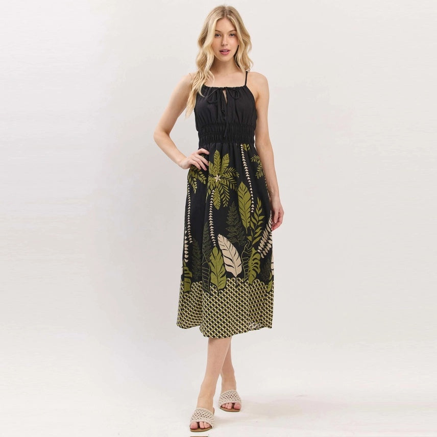 Paradise Smocked Midi Dress