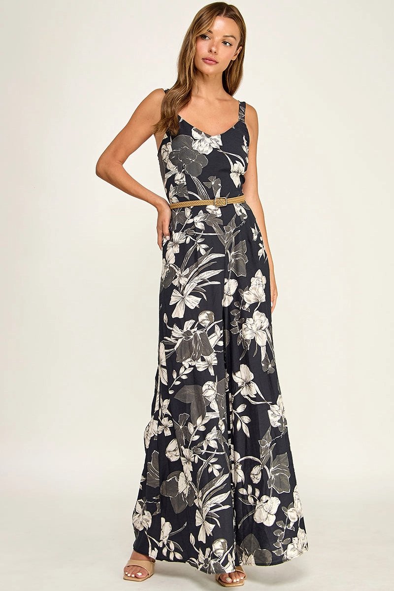 Floral Belted Jumpsuit