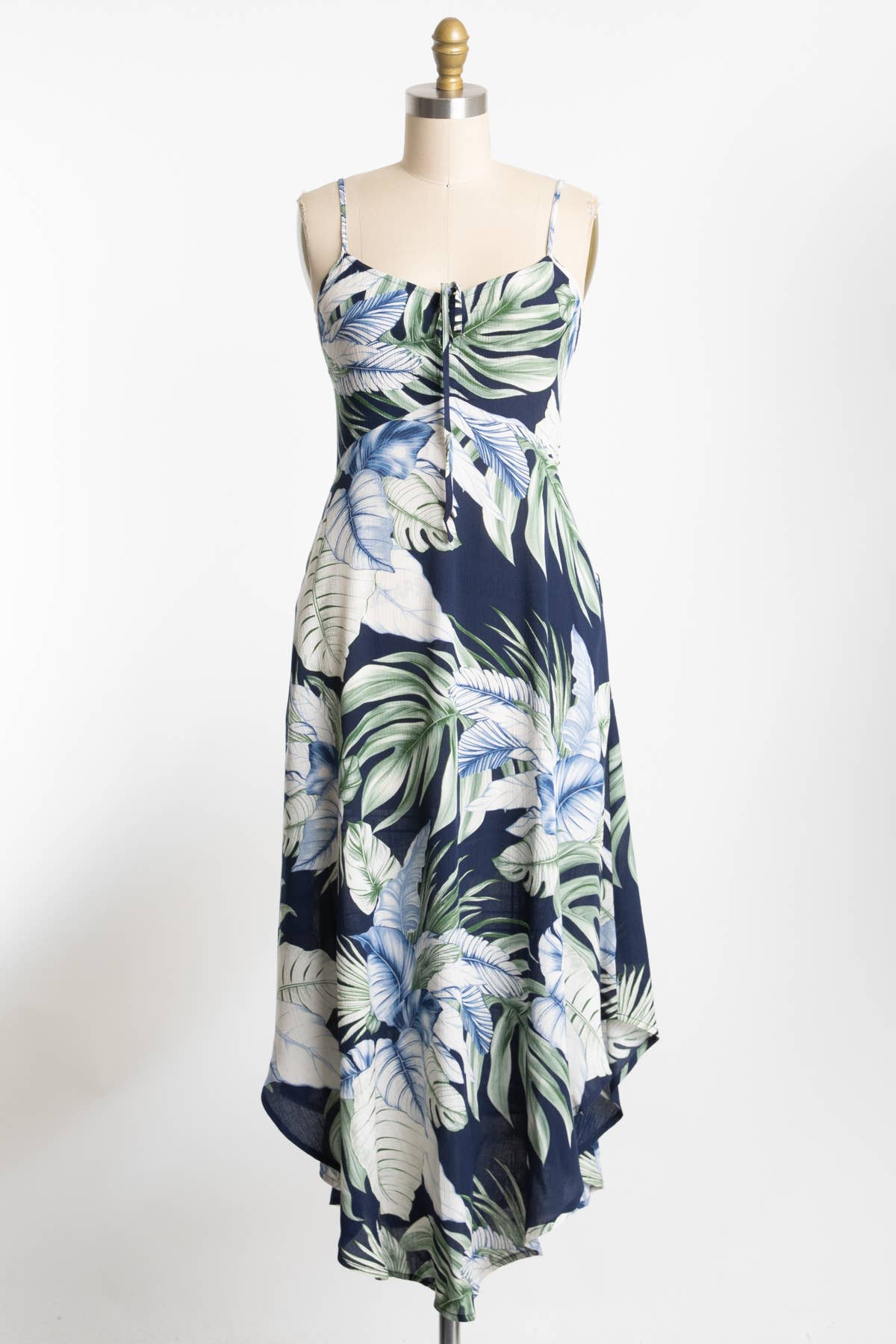 Tropical Ruche Bodice Midi Dress