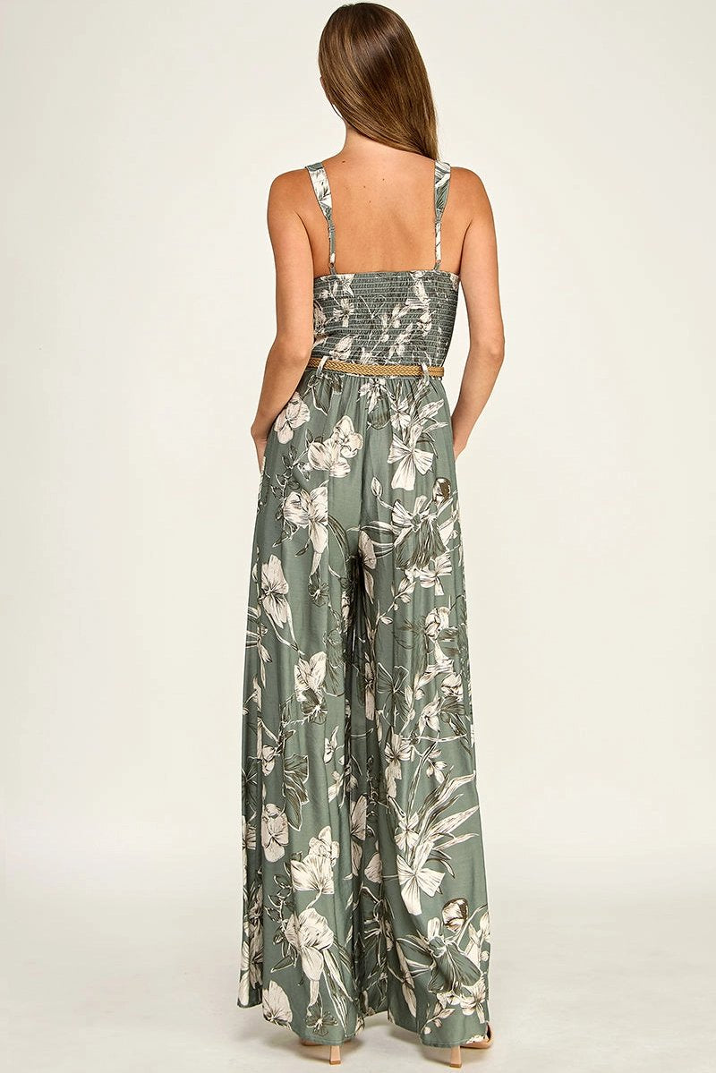Floral Belted Jumpsuit