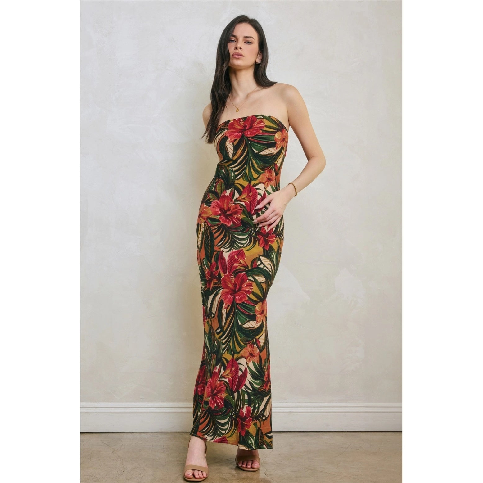 Tropical Tie Back Maxi Dress