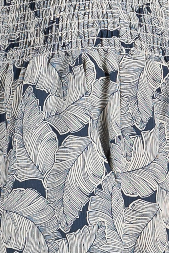 Palm Leaf Print Tie Front Top