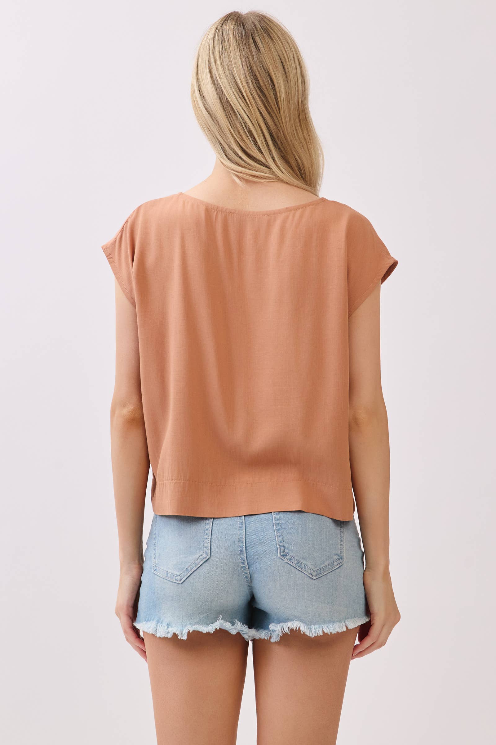 Woven Boxy Extended Sleeve Top
