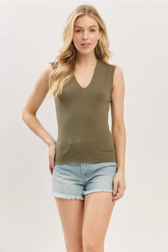 Cotton V Neck Double Layer Top