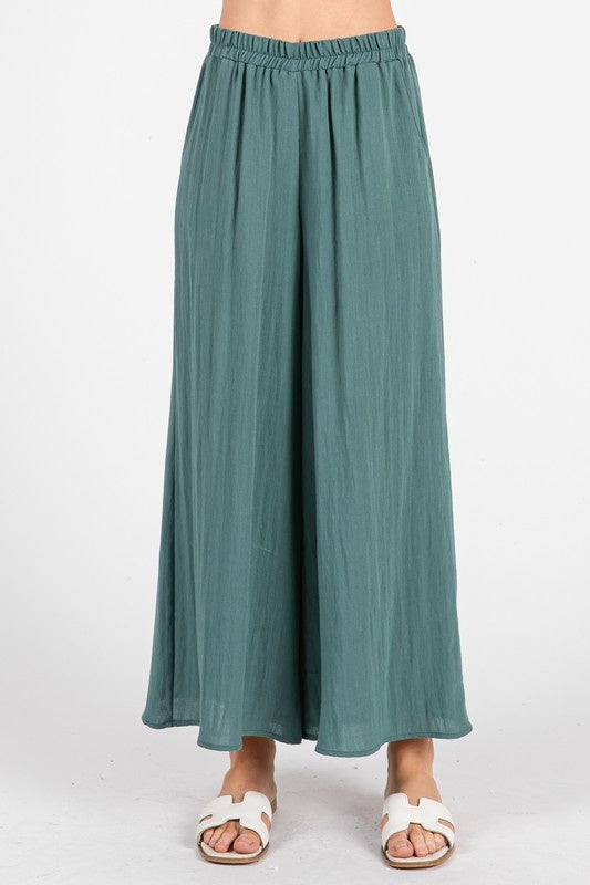 Crop Hem Wide Leg Pants
