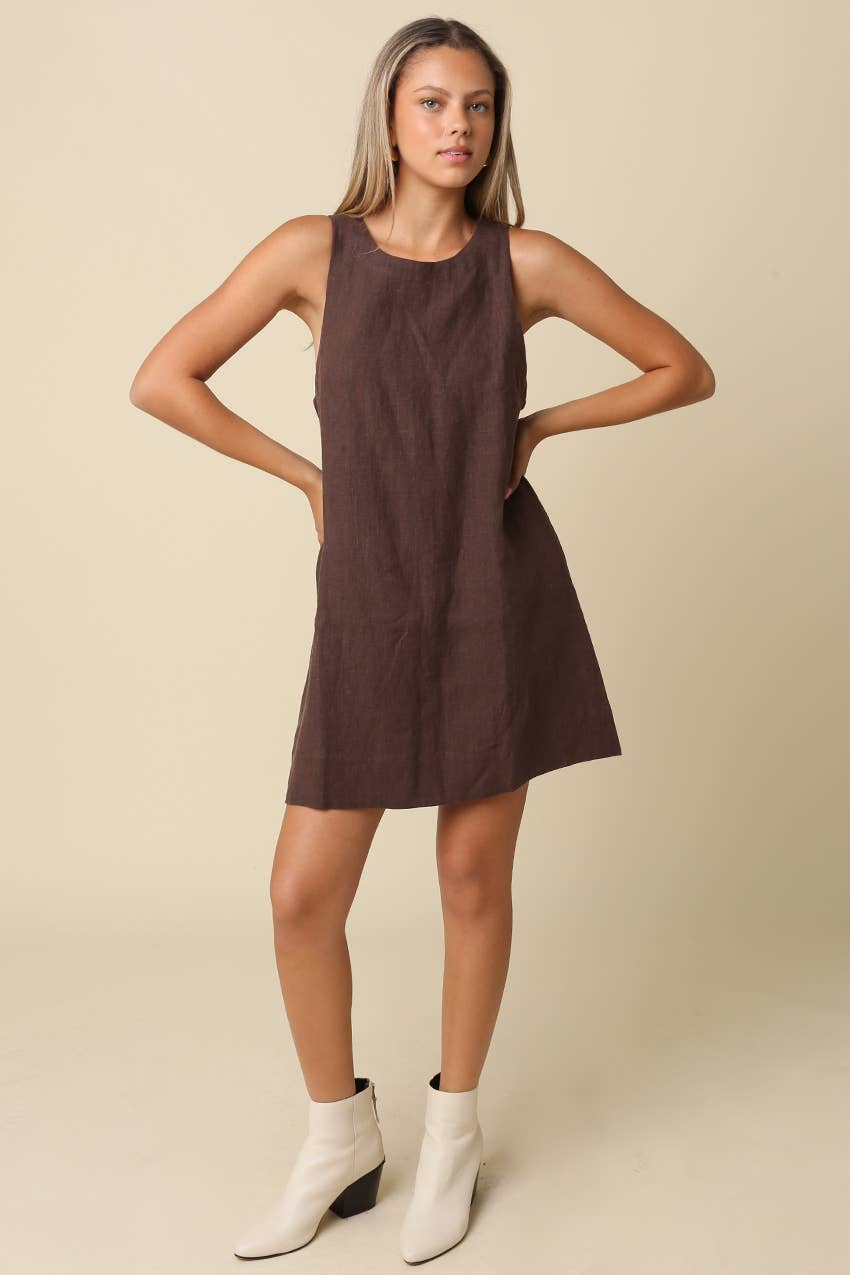 Lena Classic Linen Mini Dress