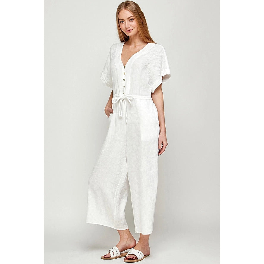 Gauze Tie Waist Jumpsuit