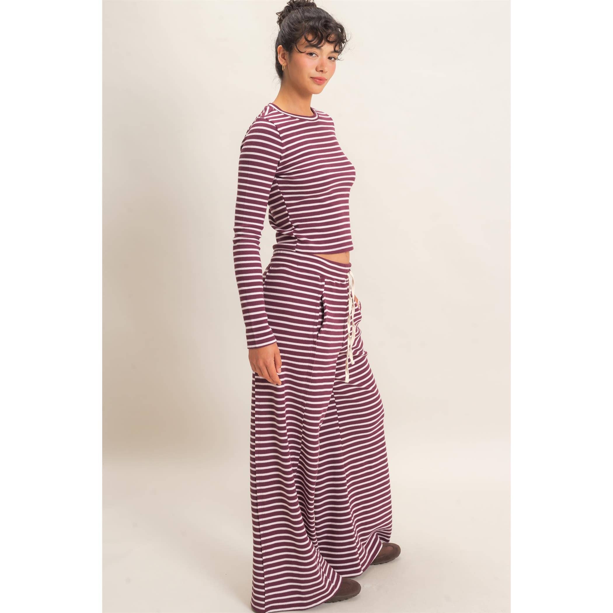 Striped Waffle Long Sleeve Top & Pants Set (sold separately)