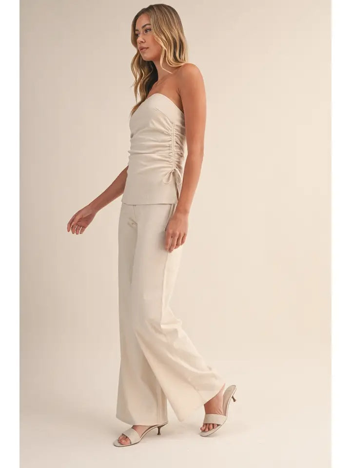 Ruche Tube Top and Wide Leg Pant Set (sold separately)
