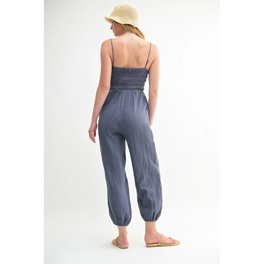 Gauze Smocked Jogger Jumpsuit