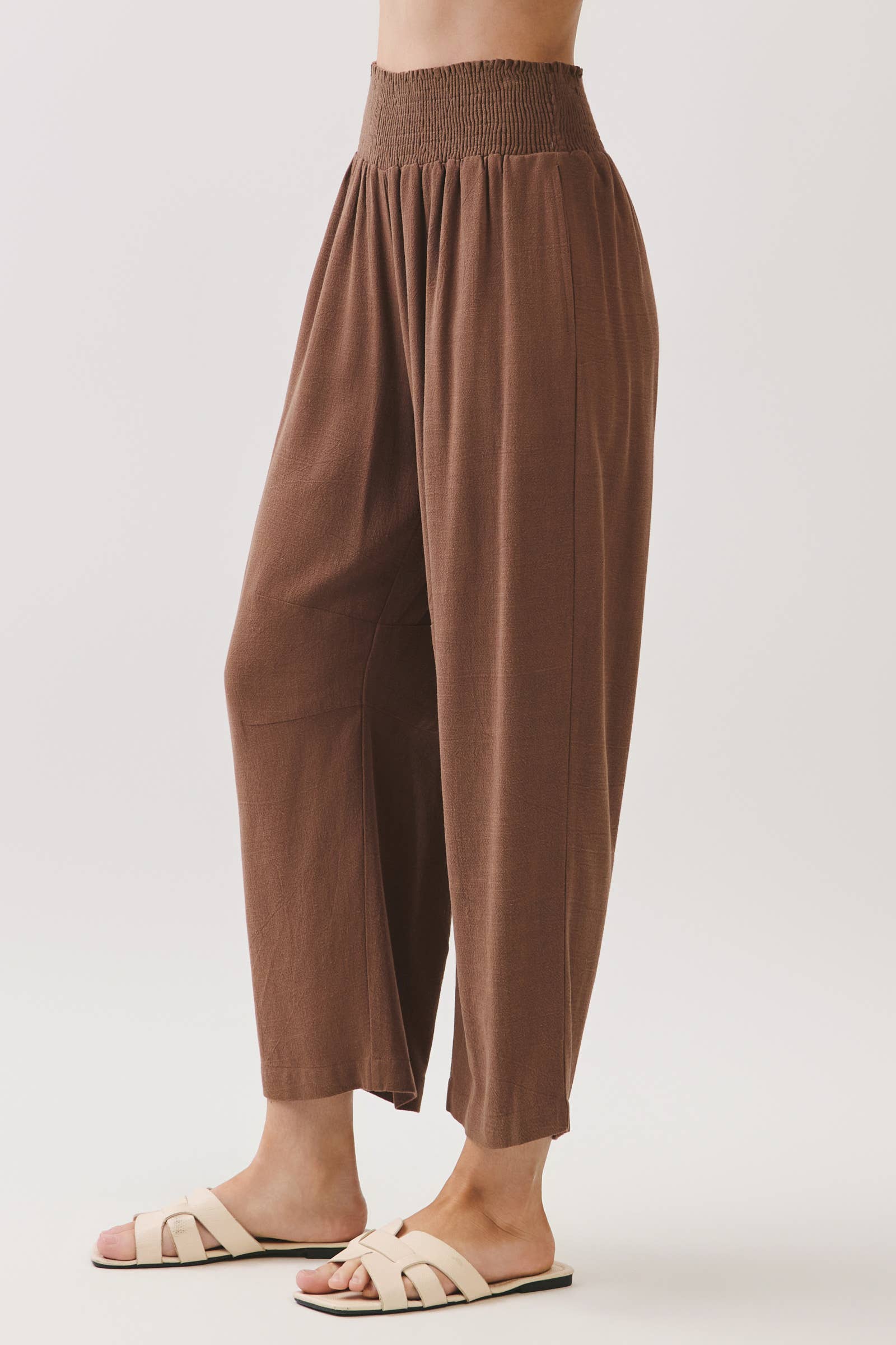 Smocked Waist Barrel Pants