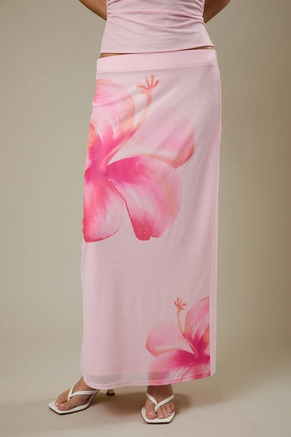 Flower Mesh Sleeveless Top and Skirt Set (sold separately)