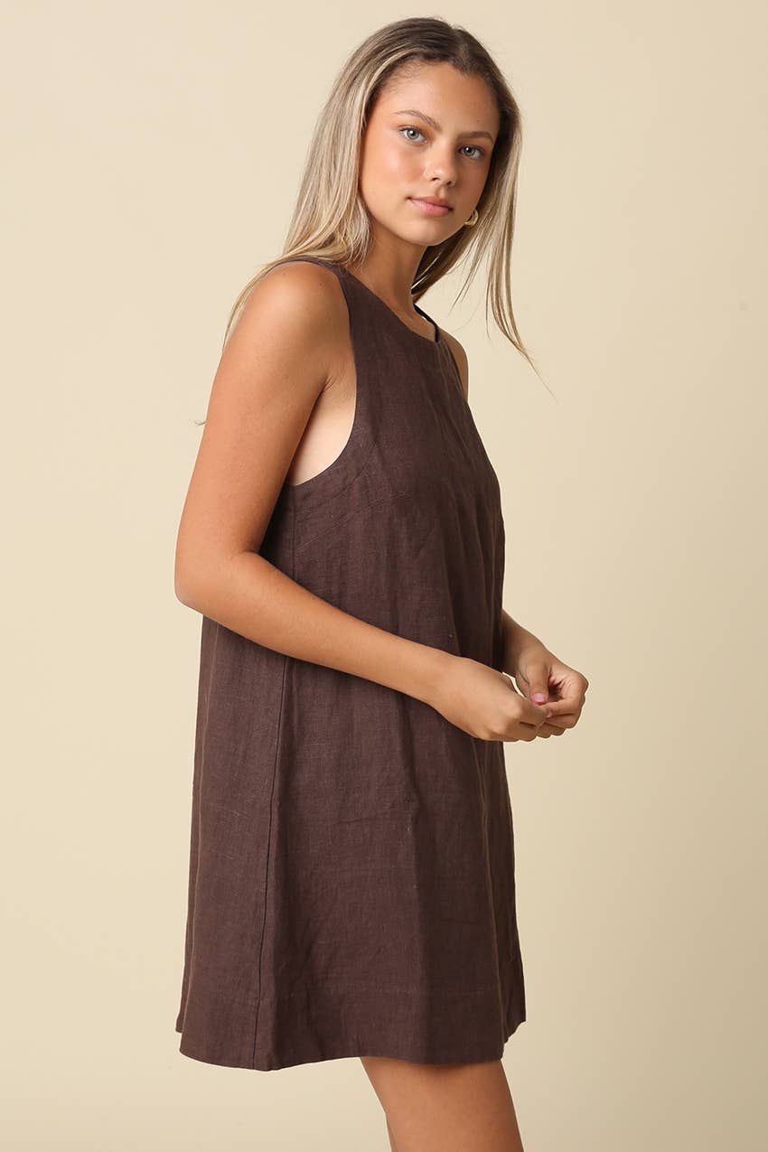 Lena Classic Linen Mini Dress