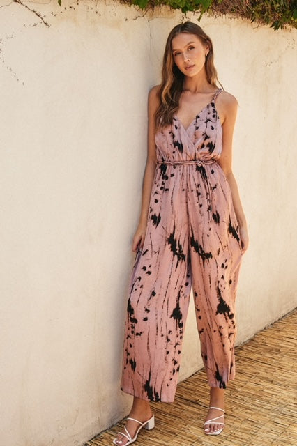 Tie Dye Surplice Jumpsuit