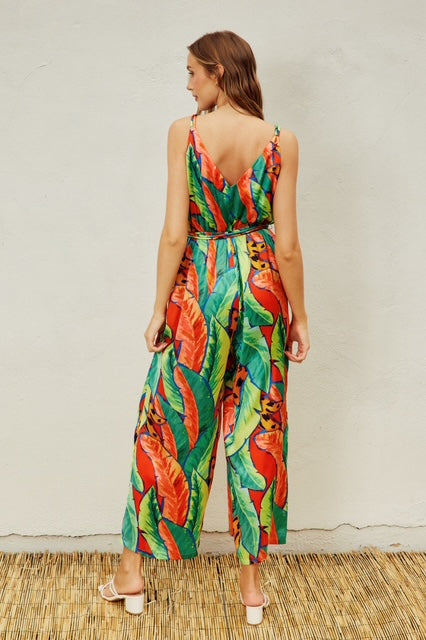 Colorful Tropical Silky Jumpsuit