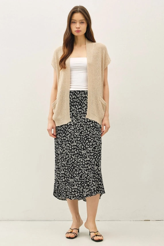 Knit Short Sleeved Open Cardigan
