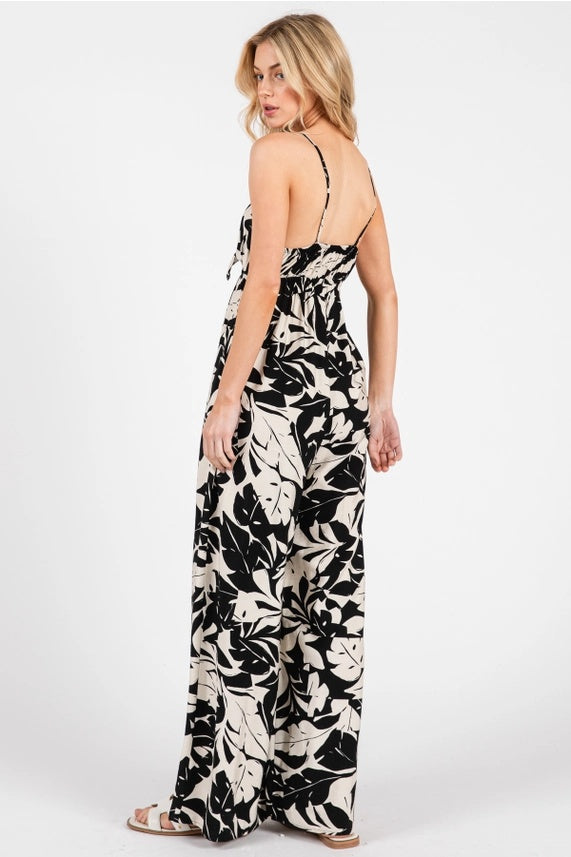 Tie Bodice Wide Leg Cami Jumpsuit