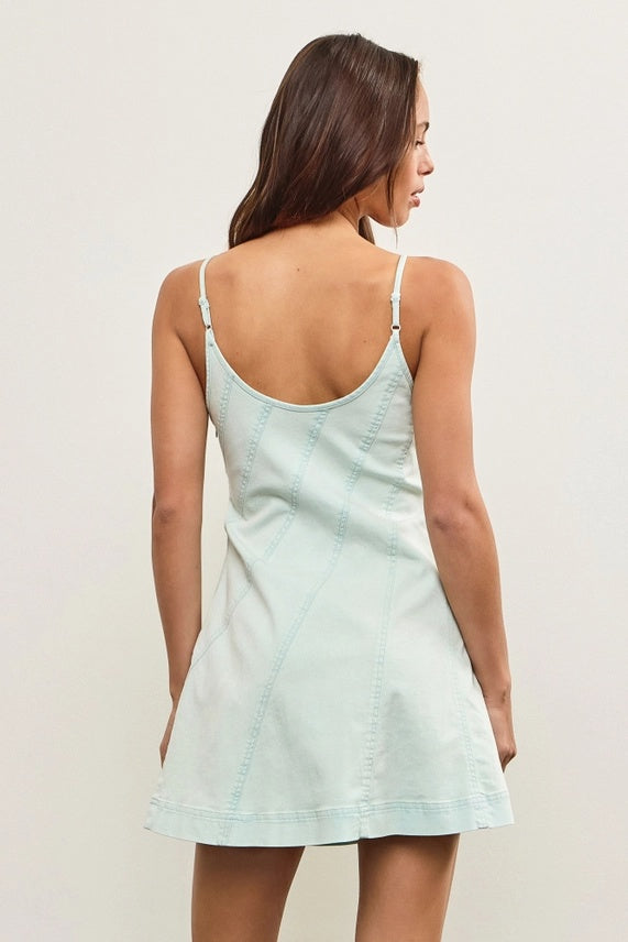 Diagonal Seam Denim Mini Dress