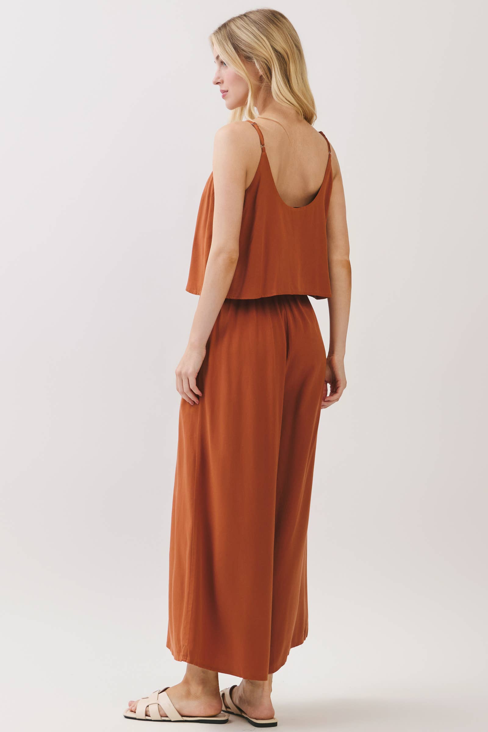 FLOWY CAMI TOP WIDE LEG JUMPSUIT