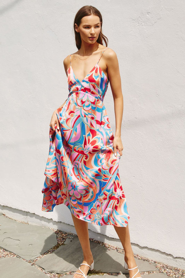 Abstract Floral Midi Dress (FINAL SALE)