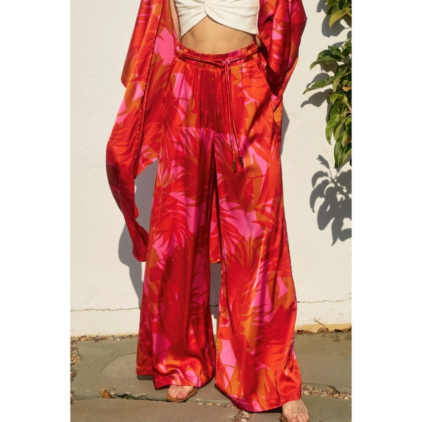 Scarlet Flame Tie Waist Pants