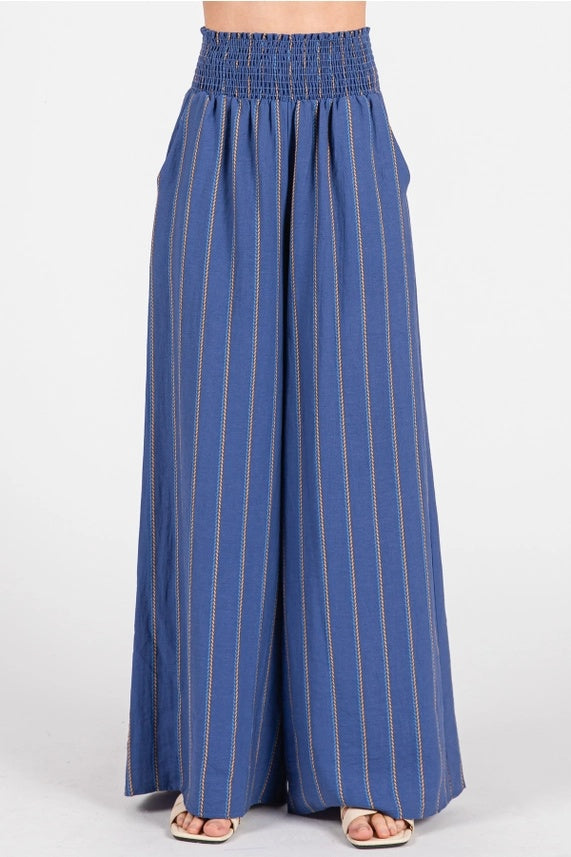 Striped Wide Leg Smock Pants