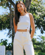 Round Neck Side Tie Top (2 colors)
