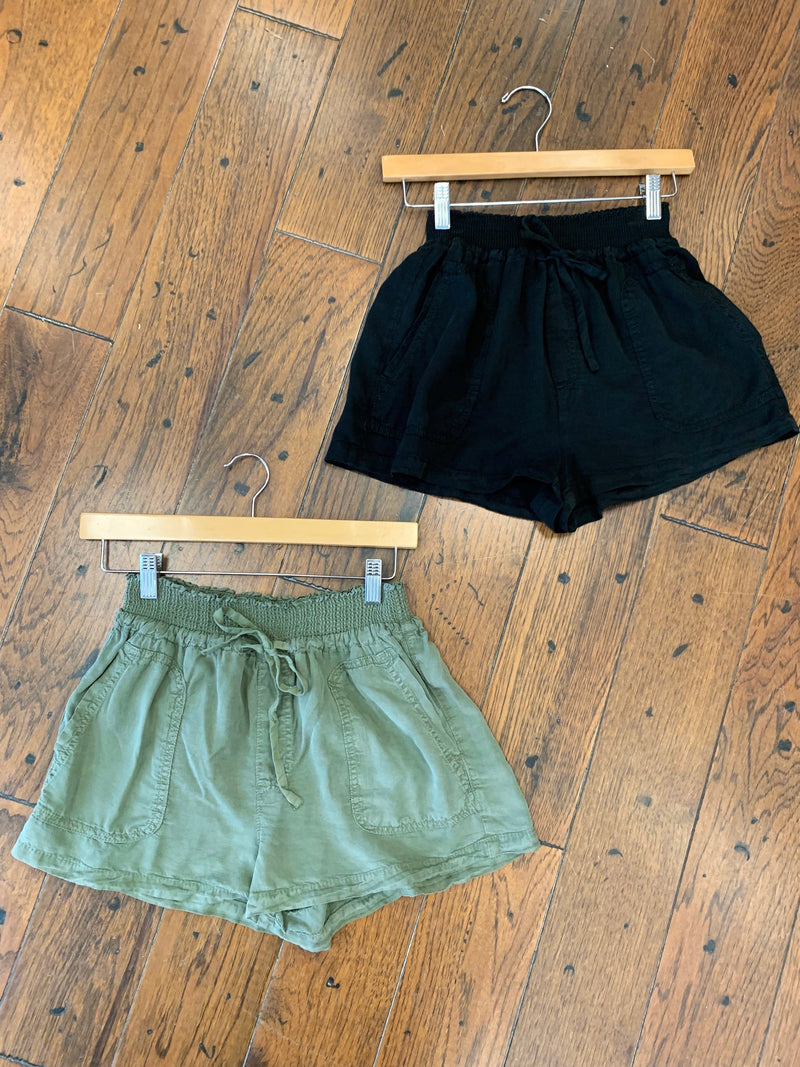 Smocked Cargo Shorts (KHAKI RESTOCK)